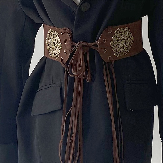  Ceinture Femmes PU Café Ceinture Taille Rue Quotidien Couleur Unie