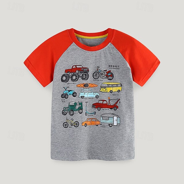 Lapset Poikien T-paita Tee Piirretty Lyhythihainen Crewneck Lasten toppi Koulu Ihana Perus Kesä Rubiini 4 vuotta +