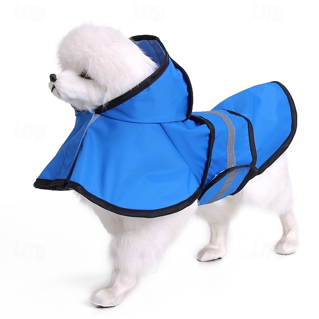  犬用レインコート、防水レインポンチョ、フード付き、高反射ペットレインジャケット、リーシュホール付き、小型、中型、大型犬用
