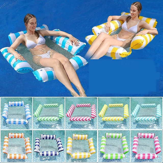  1 Pack Hammock Pool Floats Adults Multi-Purpose Inflatable Pool Floats PVC Water Hammock Lounge Floaties