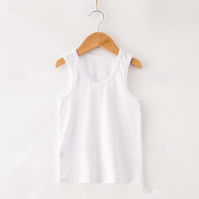  Gyerekek Fiú Tank Tee Tömör szín Ujjatlan Gyermek Top Alkalmi Alap Nyár Fehér 4 év +