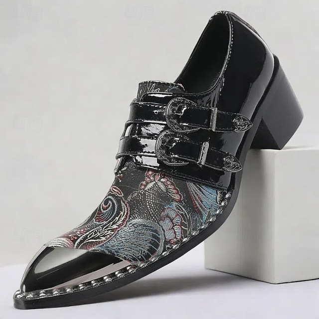  Černé kožené monk strap boty pro muže – Chic formální obuv na večírky a noční akce