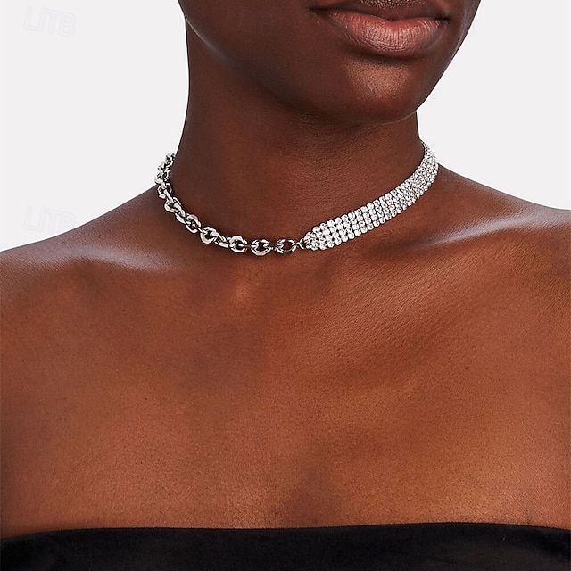  Collana girocollo Zircone Per donna Elegante Semplice Classico Matrimonio Cerchio Collana Per Matrimonio Feste Compleanno