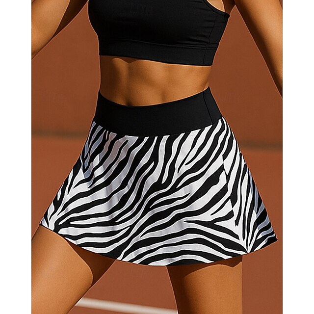 Women's Zebra Tennis Skirts Pocket Reflective Strip Sweat-Wicking Moisture Wicking Breathable Tennis Golf Pickleball Black Tennis Clothing4