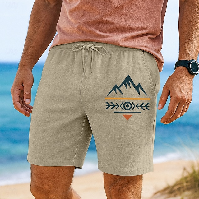  Homens Calção Shorts de verão Shorts de praia Com Cordão Cintura elástica Imprimir Geométrica Conforto Respirável Comprimento do joelho Ao ar livre Feriado Para Noite Férias Havaiana Branco Verde