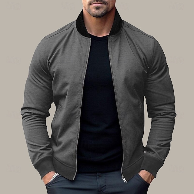  Herren Bomberjacke übergangsjacke Täglich Leicht Tasche Frühling & Herbst Klassisch Stehkragen Regulär Schwarz Gelb Rot Marineblau Königliches Blau Jacken