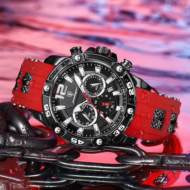  912 New Multi functional Fashion Luxury Men's Waterproof Night Light Watch Silicone Strap Quartz Men's Watch