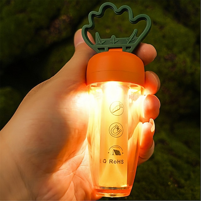  Lampe de camping en plein air, lampe d'ambiance réglable en forme de radis, lampe de tente, éclairage de camping en plein air, lampe de charge longue durée, lampe de camping, charge USB, 1 pièce