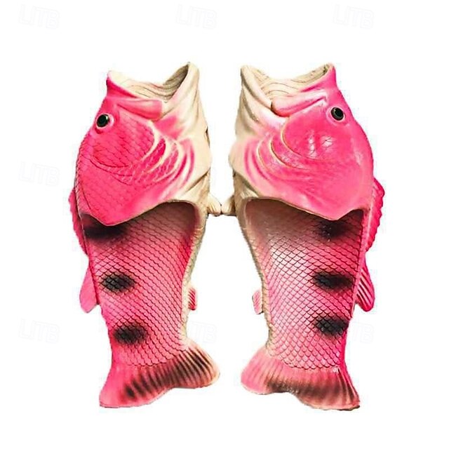 Men's Fish Shaped Slippers - Funny 3D Fish Flip Flops for Men and Women ...