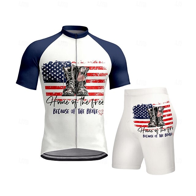 Men's Cycling Jersey with Shorts Short Sleeve Navy Blue Bike Sports Graphic Geometric Letter & Number Clothing Apparel4