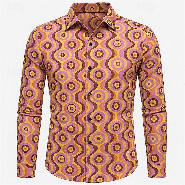  Retro Vintage 1970er Hemd Disco Geometrisch Herren Halloween Karneval Pride Parade Pride-Monat Festival Erwachsene Hemd