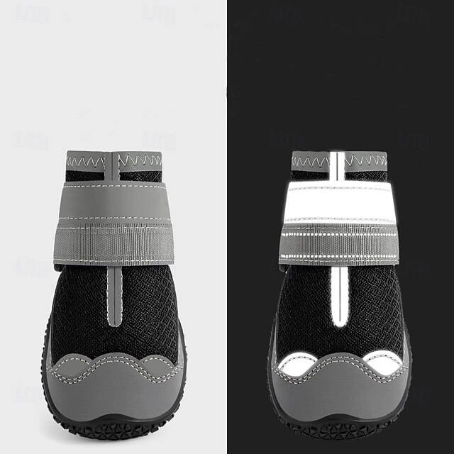  Chaussures pour chiens de grande taille, de petite et moyenne taille - Bottes respirantes pour chiens en été, protège-pattes pour promenades en extérieur, bottes antidérapantes en caoutchouc pour