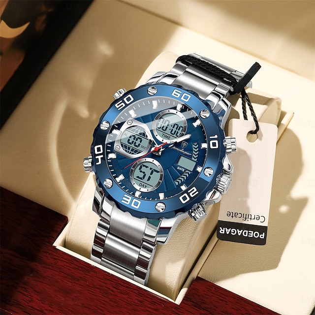  Reloj de pulsera deportivo para hombre, con alarma LED, pantalla de doble horario, reloj digital de cuarzo para hombre, reloj electrónico resistente al agua para hombre.