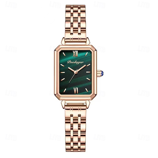  Women's Luxury Square Dial Quartz Watch – Waterproof Stainless Steel Bracelet, Diamond Accents, Elegant Retro Style