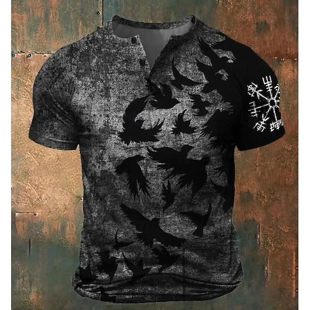  Herren Cool Fledermaus Henley Hemd Kurzarm Lässig Lässig Ganzjahres Grau Rot Henley Henley T-Shirt