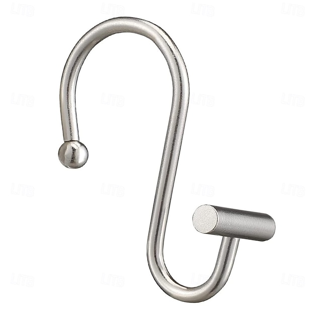  Ganci per tenda da doccia in nichel, anelli antiruggine per tenda da doccia per bagno, ganci decorativi in metallo argentato per tenda da doccia, set di 12 ganci con barra a T