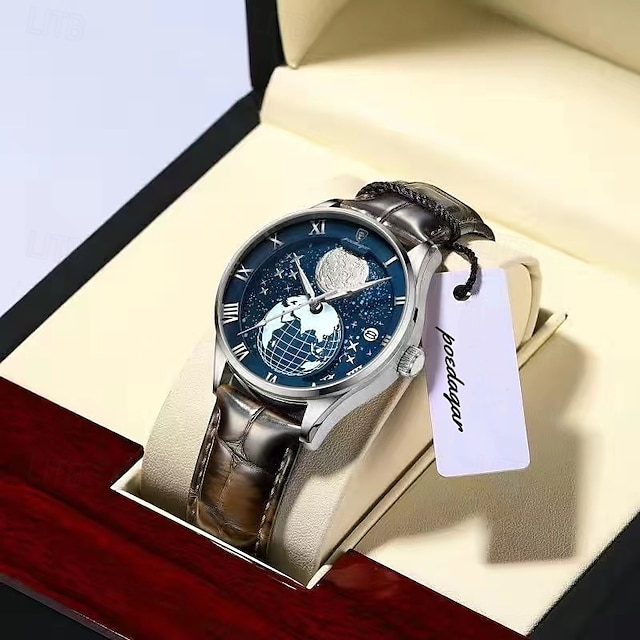  herenhorloge mode luxe sport heren polshorloge waterdicht lichtgevend leer datum quartz horloges
