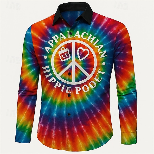  Retrò Vintage Anni '70 Camicia LGBTQ Arcobaleno Per uomo Halloween Carnevale Parata dell'Orgoglio Mese dell'orgoglio Festival Adulti Camicia