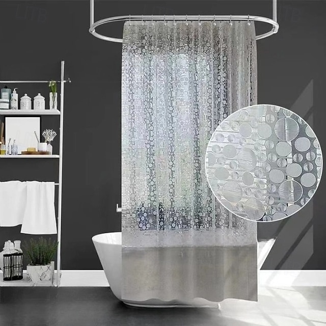  PEVA 8G Duschvorhang-Beschichtung 72x72 Zoll 3D klarer blauer Blasenschwerlast-Wasserschutz Duschvorhang-Beschichtung dicker Kunststoff-Duschvorhang für das Badezimmer 12 Haken