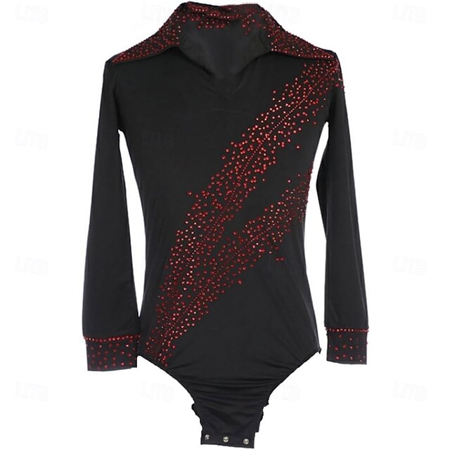 Figure Skating Clothing for Boys and Mens Sparkling Red Diamond Leotard Figure Skating Performance Competition Costume Kids Adults Ice Skating Gymnastics Clothing2