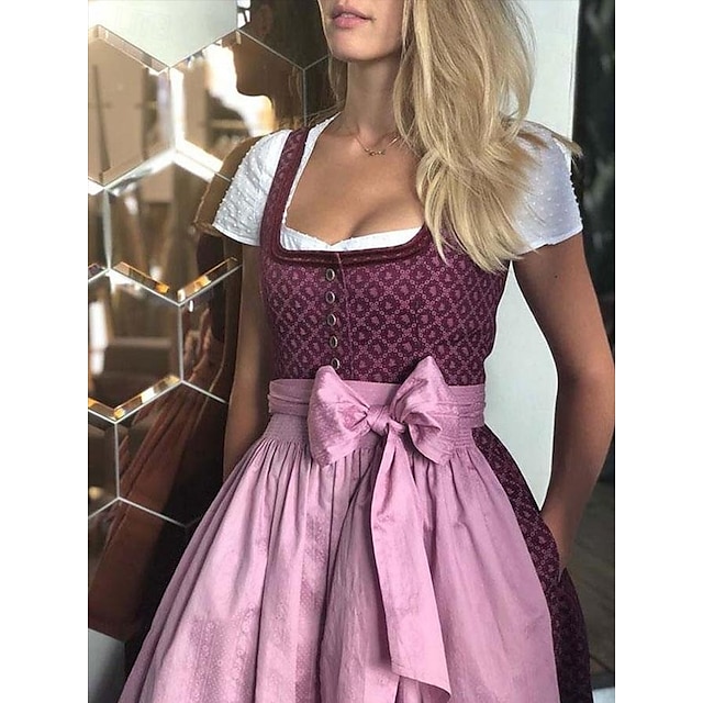  Oktoberfest Jurken Dirndl Trachtenkleider hulp in de huishouding Bavarian Duits Weiden Dames Doek in traditionele stijl Kleding Schort Zonder blouse