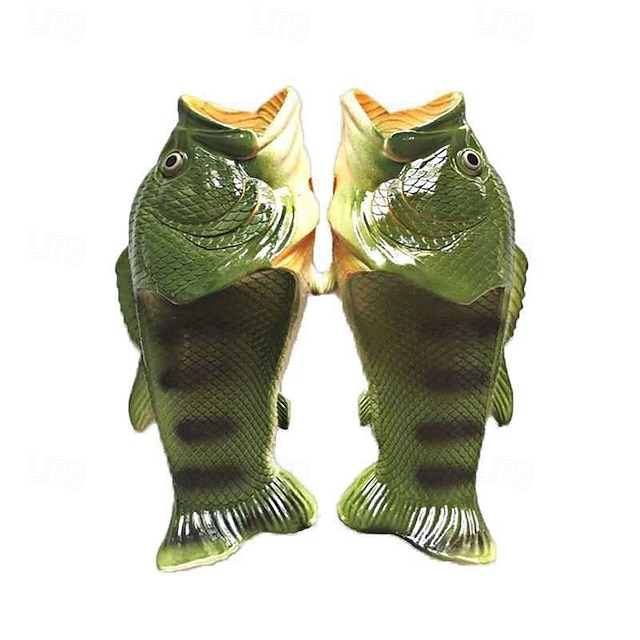 Men's Fish Shaped Slippers - Funny 3D Fish Flip Flops for Men and Women ...