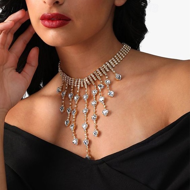  Choker Halskjede Rhinstener Dame Mote Kunstnerisk dusk Dusk Bryllup Dråper Halskjeder Til Bryllup Fest Gave
