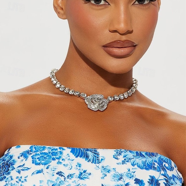  Colier Choker Ștrasuri Pentru femei Artistic Lux Design Unic Floral Forma florii Nuntă Cerc Coliere Pentru Nuntă Petrecere Logodnă