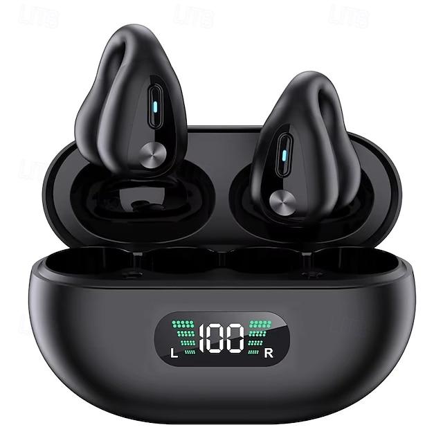  骨伝導ワイヤレスイヤフォン Bluetooth 5.3 – HD音声、ノイズリダクション、LEDディスプレイ、デュアル接続、タッチコントロール、ランニング＆スポーツに最適
