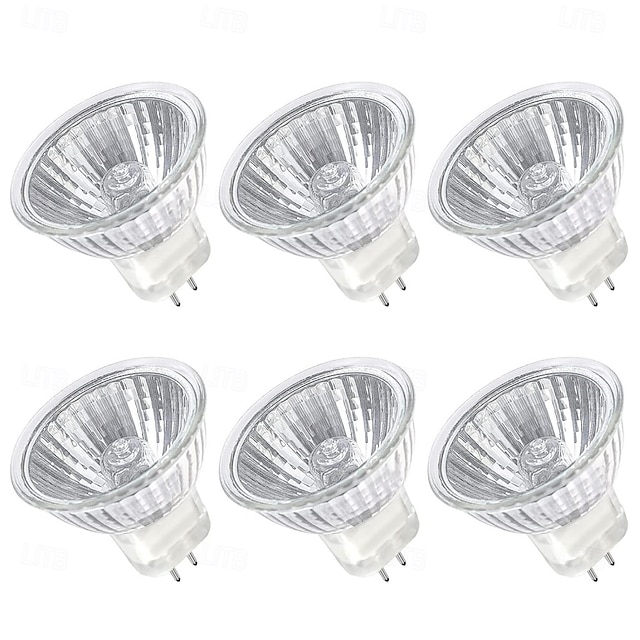  Ampoule halogène MR16 12 V 35 W 50 W à intensité variable GU5.3, culot à deux broches, ampoules MR16 avec couvercle en verre transparent pour éclairage paysager, éclairage sur rail, fibre optique 2700