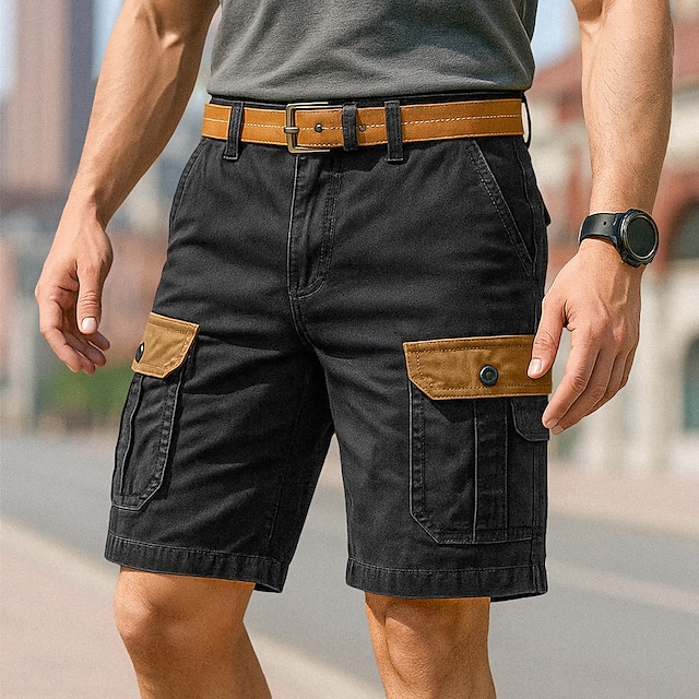  Homme Shorts cargo Shorts Bermuda Shorts de plage Short décontracté Multi-poches Jambe Droite Bloc de Couleur Uni Évacuation de l'Humidité Portable Longueur Genou Extérieur Occasionnel Quotidien