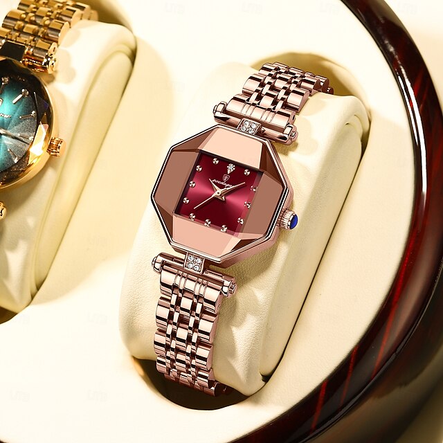  Orologio da polso al quarzo da donna, retrò, vintage, di lusso, con strass, impermeabile, in acciaio inossidabile.