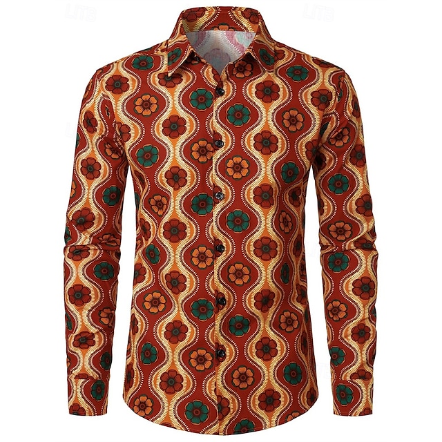  Retro Vintage 1970s Shirt Disco Geometic Psychedelic Men's Halloween Carnival Music Festival Pride Parade Pride Month Adults' Shirt