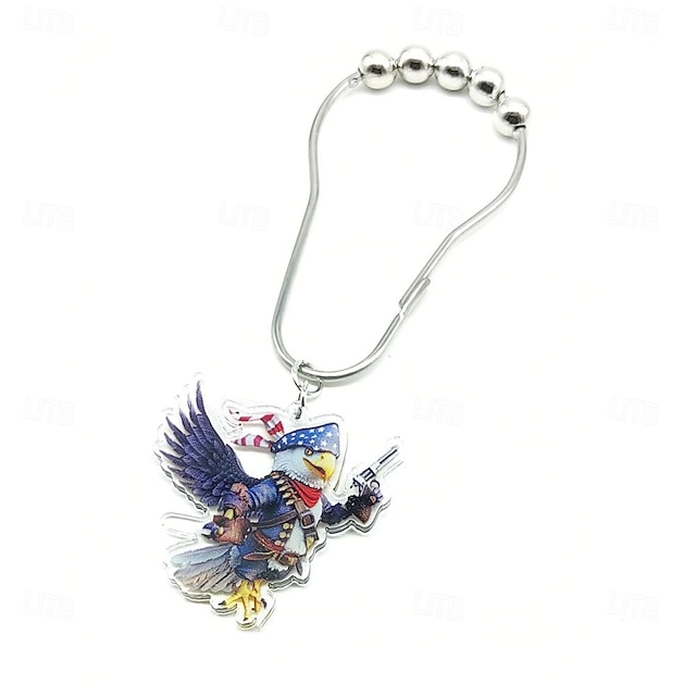 1 stuk 4e juli Douchegordijnhaken Met Kogellagers Amerikaanse Patriotische Blauwe Witte Rode Gordijnklemmen Onafhankelijkheidsdag Voor Badkameraccessoires