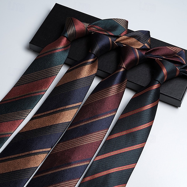  Per uomo Cravatte Moda Affari Jacquard A righe Ricevimento di matrimonio Abbigliamento quotidiano