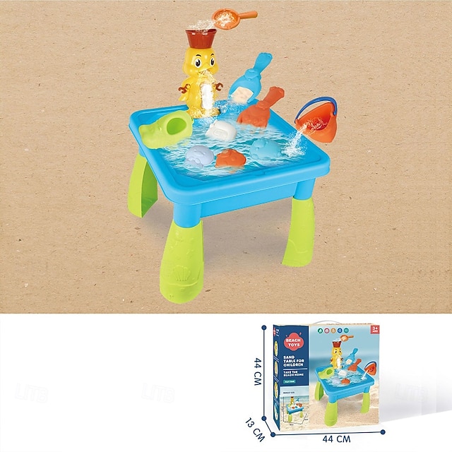  Table à eau pour tout-petits de 3 à 5 ans et de 1 à 3 ans - Table à eau d'extérieur pour enfants - Table sensorielle de sable, jouets d'été pour la plage, table d'activités pour bac à sable, jouets