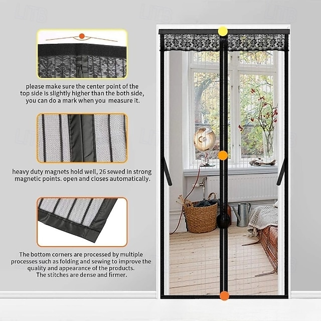  Magnetic Screen Door Portable, Fly Or Bug Screen Magnetic, Doorway For Sliding Door,Garage,Patio,Kitchen,Living,Window Room,Bedroom,Bar,Pet and Kid Easy Entry