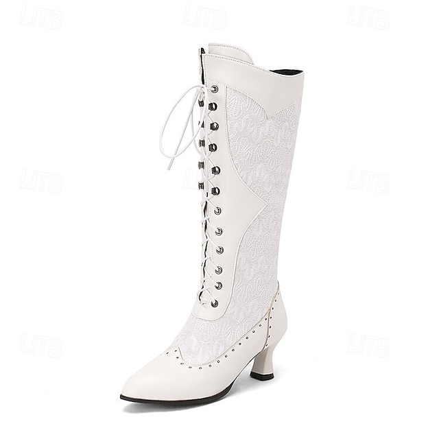  Rococó Barroco Vitoriano Sapatos Botas Longas Salto Alto Mulheres Real Dia Das Bruxas Carnaval Baile de Máscaras Espetáculo Festas & Noite Carnaval de Veneza Adulto Sapatos