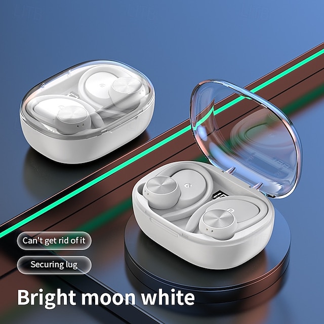  Fones de ouvido sem fio Q36 TWS com bluetooth 5.3 e gancho para esportes e jogos, com microfone e estojo de carregamento