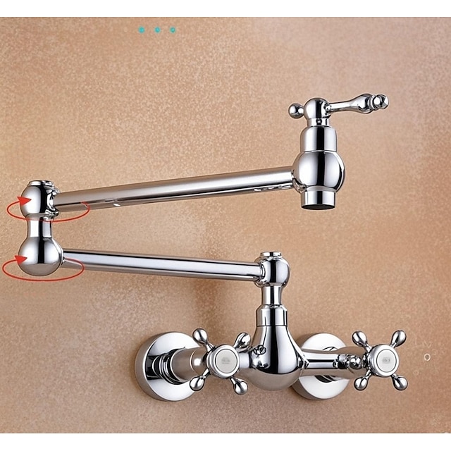  Håndvasken vandhane - Vægmontering Galvaniseret Centersat Enkelt håndtere to HullerBath Taps