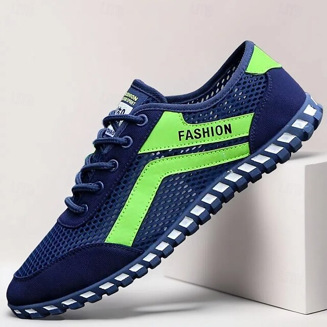  tênis masculinos azuis e verdes da moda com sola de alto desempenho - calçado esportivo e moderno para atividades ao ar livre, corrida e estilos de vida ativos