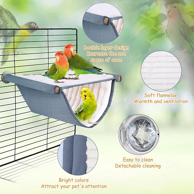 Pet Hanging Hammock Warm Nest Bed Removable Washable Bird Cage Perch For Parrot Hamster large yellow