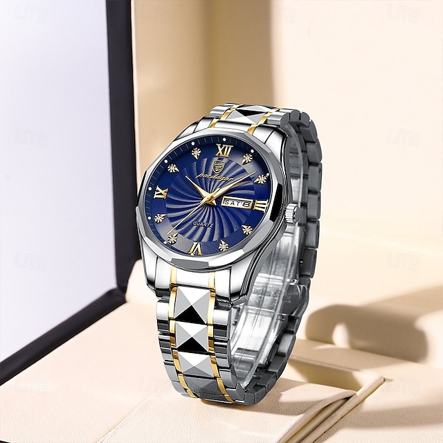  Orologio al quarzo da uomo Junxiang 818p – quadrante luminoso impermeabile, calendario con data e settimana, stile casual da lavoro