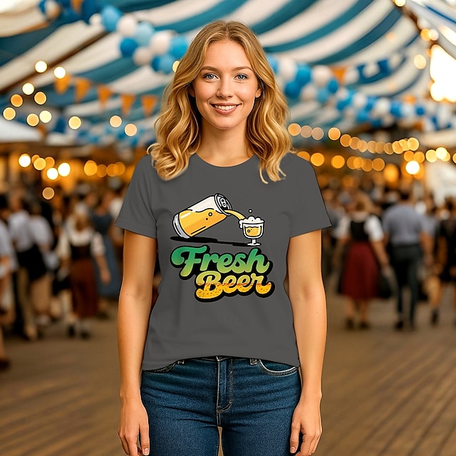  Oktoberfest Öl T-shirt Bayersk München Tyska Grafisk Till Dam Vuxna Karnival Oktoberfest öl Varmstämpling Fest