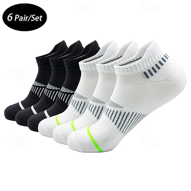  Herr 6 par Multipack Socka Löparstrumpor Vardagliga strumpor Svart Vit Färg Randig Semester Sport & Utomhus Dagligen Grundläggande Medium Vår Höst Mode Ledigt