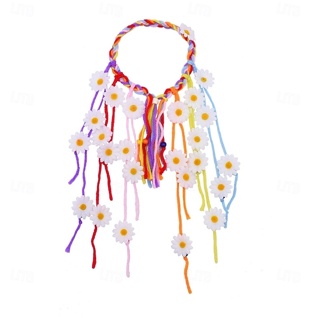  Boho solsikkepannebånd regnbueflettet hårbånd blomster hippie hodeplagg blomster fargerikt hårtilbehør for kvinner