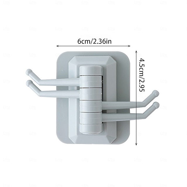  Set de 2 cârlige rotative adezive pentru perete, cârlige rezistente pentru prosoape, fără găurire, pentru depozitare în baie, umerașe rotative fără perforare pentru perete și ușă