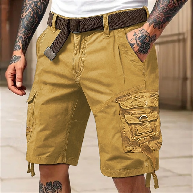  Per uomo Pantaloncini cargo Shorts Pantaloncini Estivi Multi-tasche Tasca con Patta Semplice Comodità Indossabile Lunghezza al ginocchio All'aperto Sport Quotidiano Moda Casual Nero Rosso