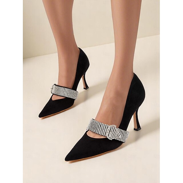  Damslingback-pumps med strasstex och stilettklack – glamorösa högklackade skor för cocktailpartyn