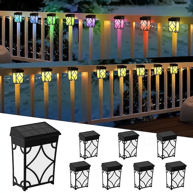  2/4 Pcs Solar Fence Light Outdoor Waterproof Solar Wall Light 2 Modes Lighting for Deck Wall Patio Fence Landscape Decoration